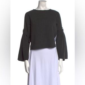 SEA NEW YORK Bateau Neckline Three-Quarter Sleeve Crop Top